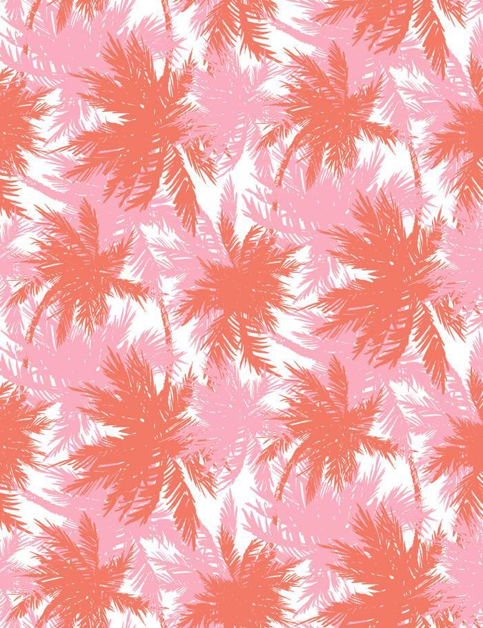 'Palm Shuffle' Wallpaper by Wallshoppe - Watermelon / Bubble Gum