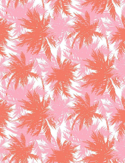 'Palm Shuffle' Wallpaper by Wallshoppe - Watermelon / Bubble Gum