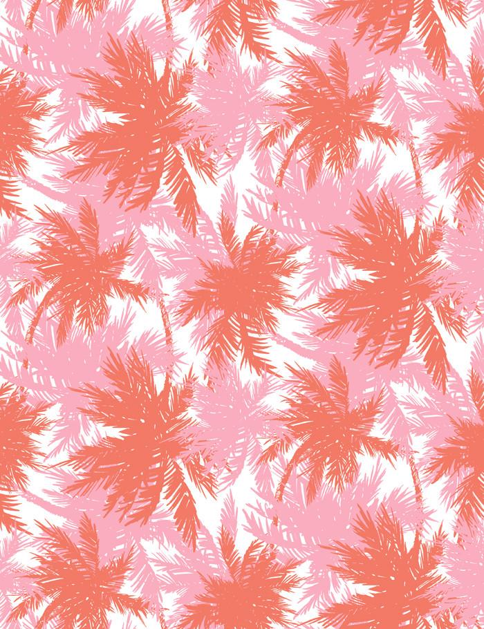 'Palm Shuffle' Wallpaper by Wallshoppe - Watermelon / Bubble Gum