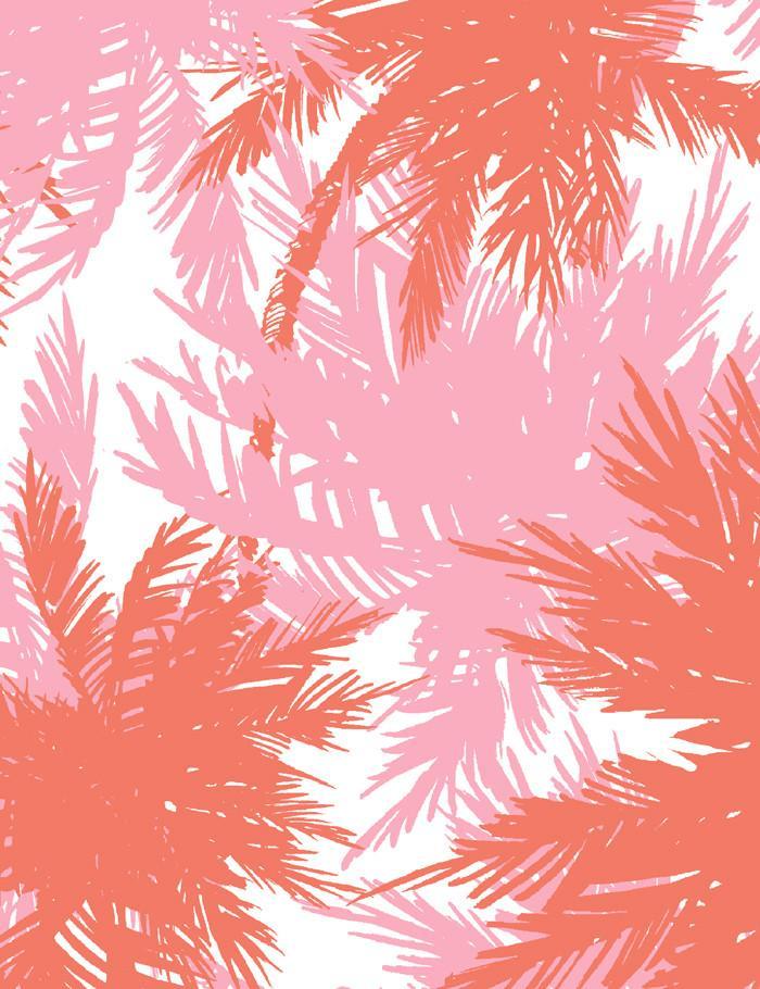 'Palm Shuffle' Wallpaper by Wallshoppe - Watermelon / Bubble Gum