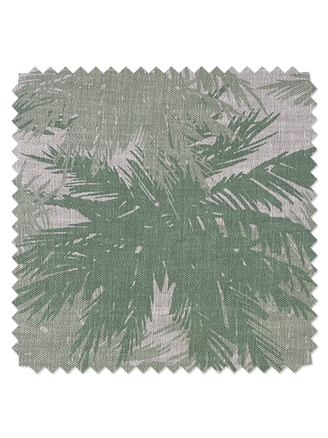 fabric by the yard palm shuffle green on flax linen