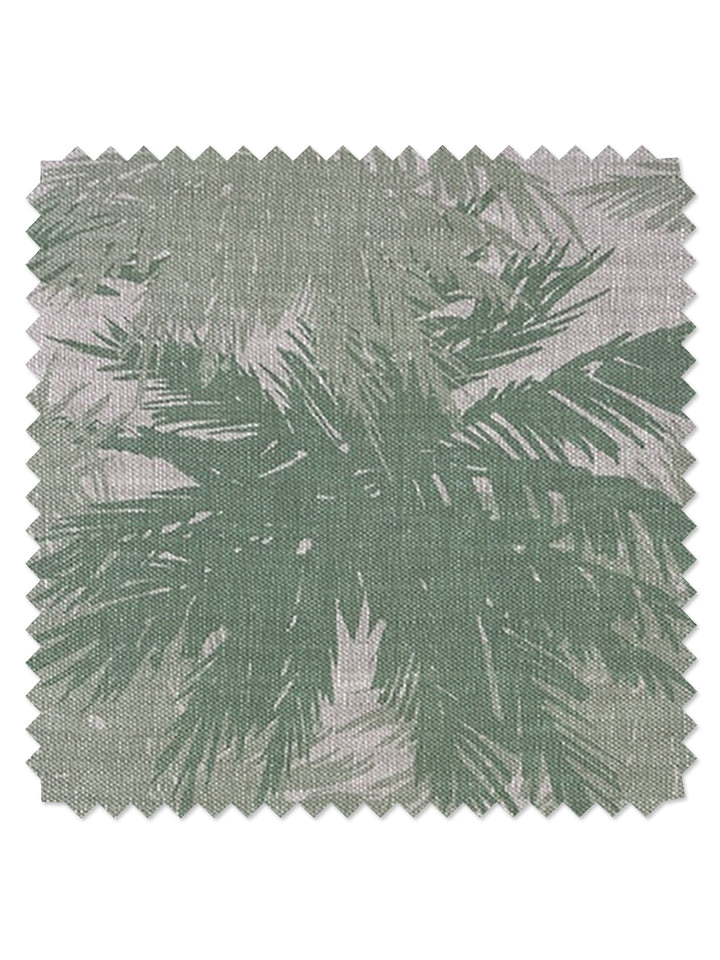 fabric by the yard palm shuffle green on flax linen