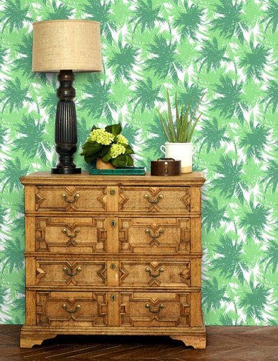 'Palm Shuffle' Wallpaper by Wallshoppe - Grass / Kelp