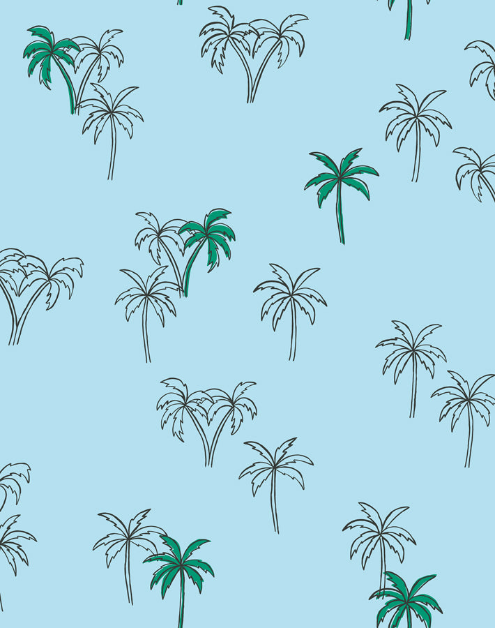 'Palms' Wallpaper by Tea Collection - Baby Blue