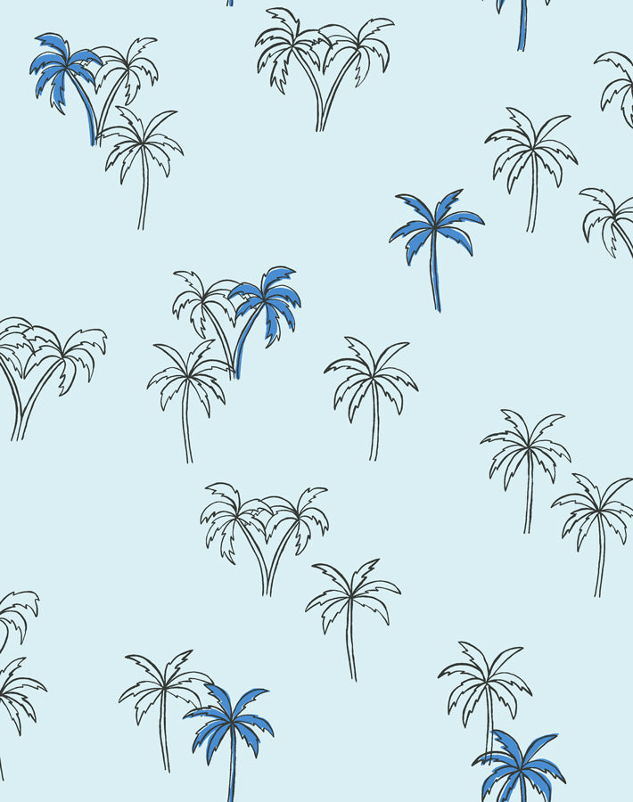 'Palms' Wallpaper by Tea Collection - Cerulean