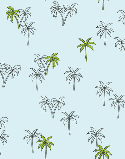 'Palms' Wallpaper by Tea Collection - Pale Blue