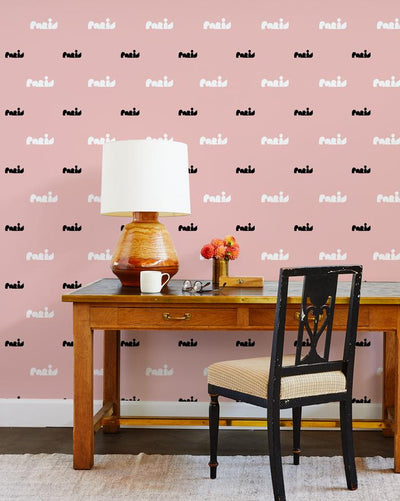 'Paris Graphic' Wallpaper by Clare V. - Pink