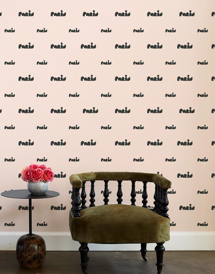 'Paris Graphic' Wallpaper by Clare V. - Peach