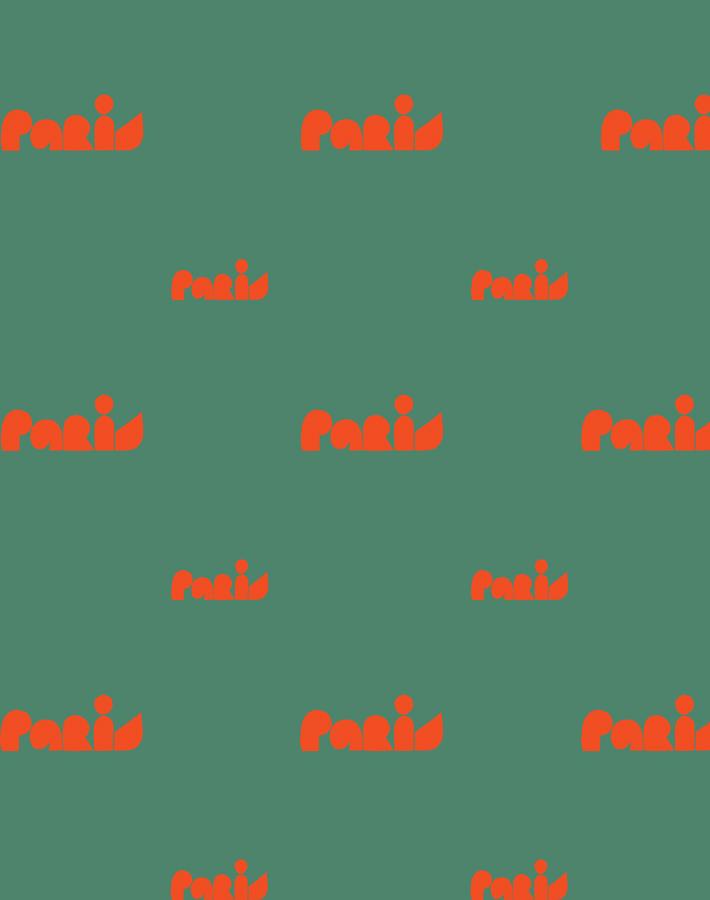 paris graphic wallpaper green retro red