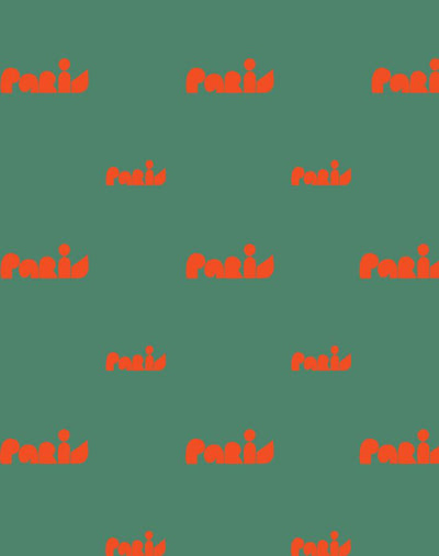 paris graphic wallpaper green retro red