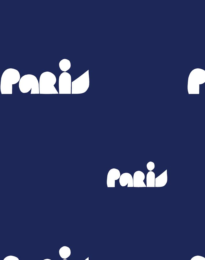 paris graphic wallpaper white on navy
