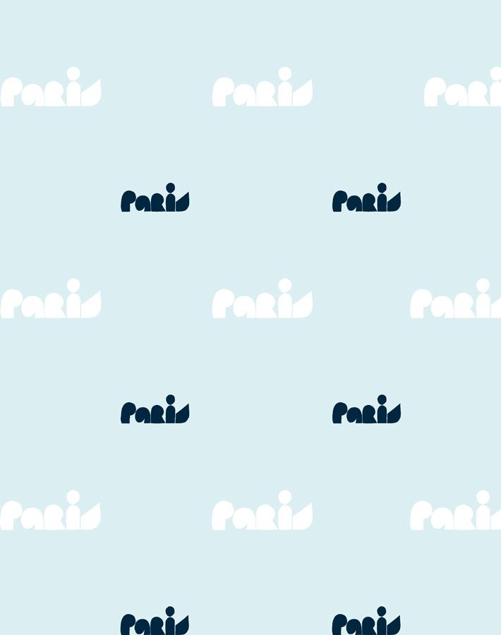 'Paris Graphic' Wallpaper by Clare V. - Baby Blue