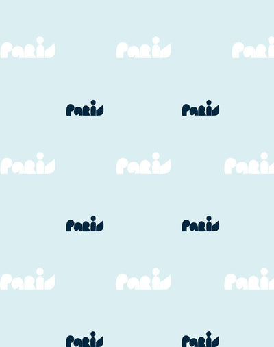 'Paris Graphic' Wallpaper by Clare V. - Baby Blue