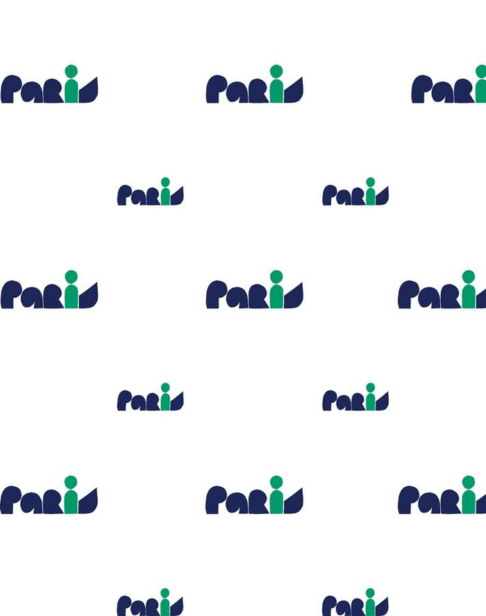 'Paris Graphic' Wallpaper by Clare V. - Navy / Green