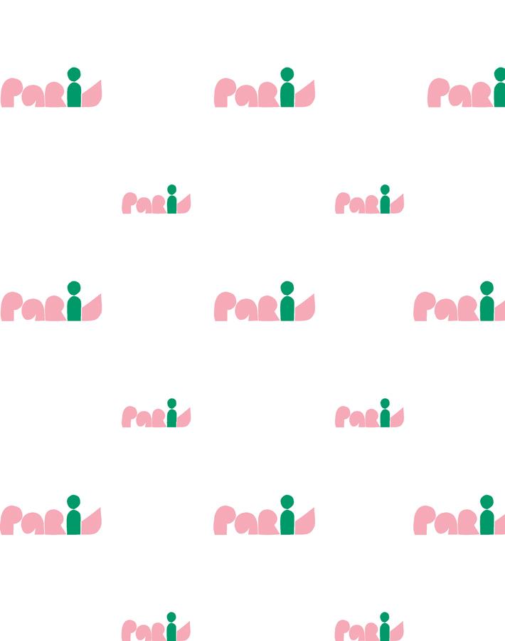 'Paris Graphic' Wallpaper by Clare V. - Pink / Green