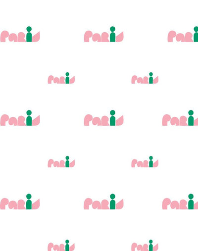 'Paris Graphic' Wallpaper by Clare V. - Pink / Green