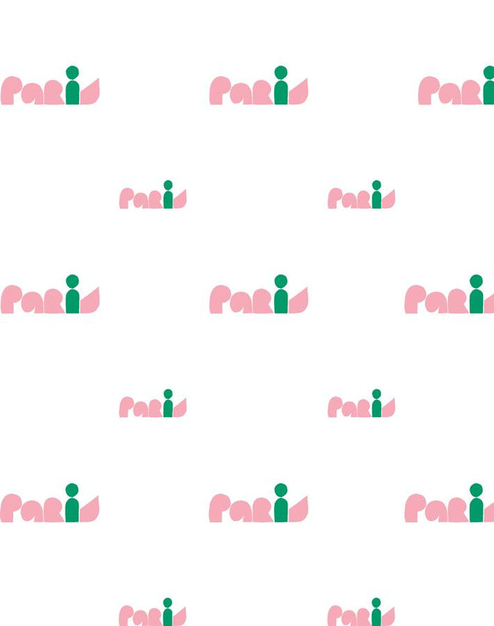 'Paris Graphic' Wallpaper by Clare V. - Pink / Green
