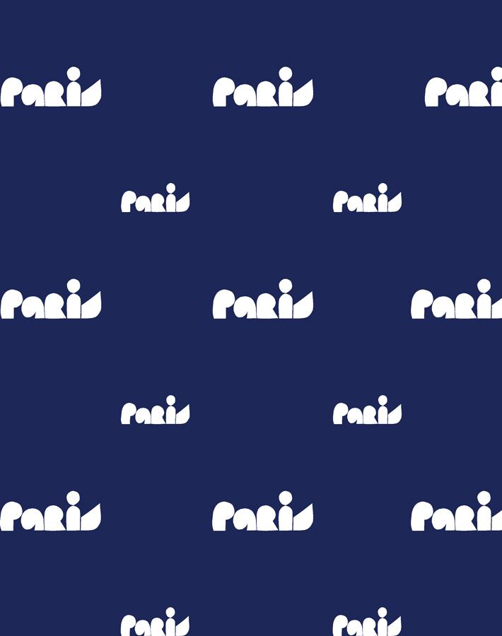 paris graphic wallpaper white on navy