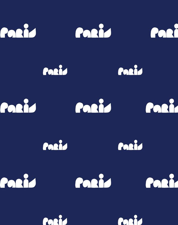 'Paris Graphic' Wallpaper by Clare V. - White / Navy