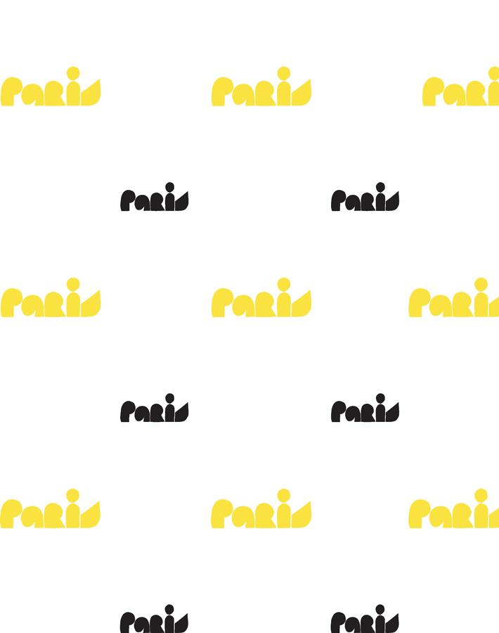 paris graphic wallpaper yellow charcoal