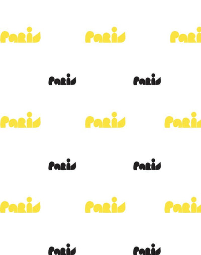 paris graphic wallpaper yellow charcoal