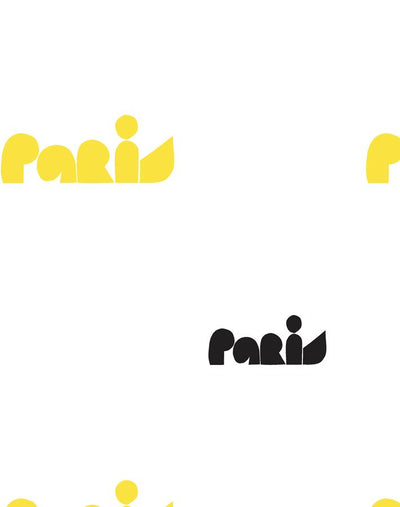 paris graphic wallpaper yellow charcoal