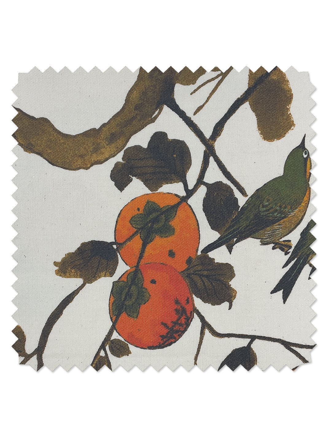 fabric by the yard persimmon birds persimmon on organic twill