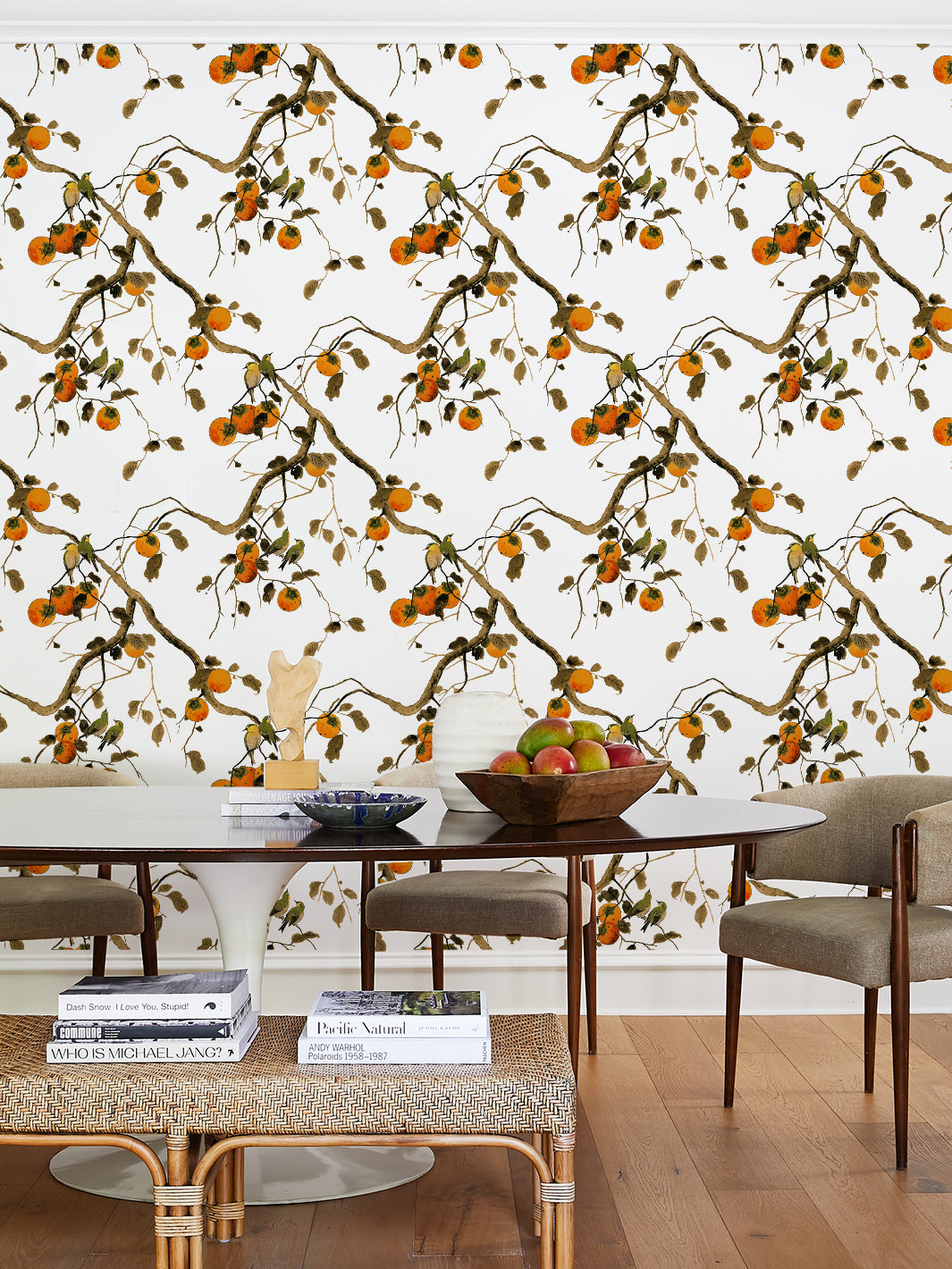 'Persimmon Birds' Wallpaper by Nathan Turner - Persimmon
