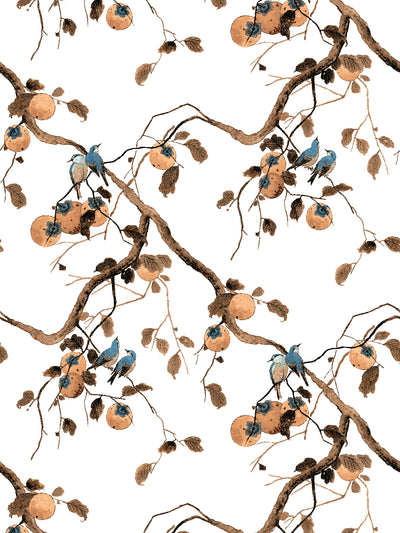 persimmon birds wallpaper by nathan turner washed sienna