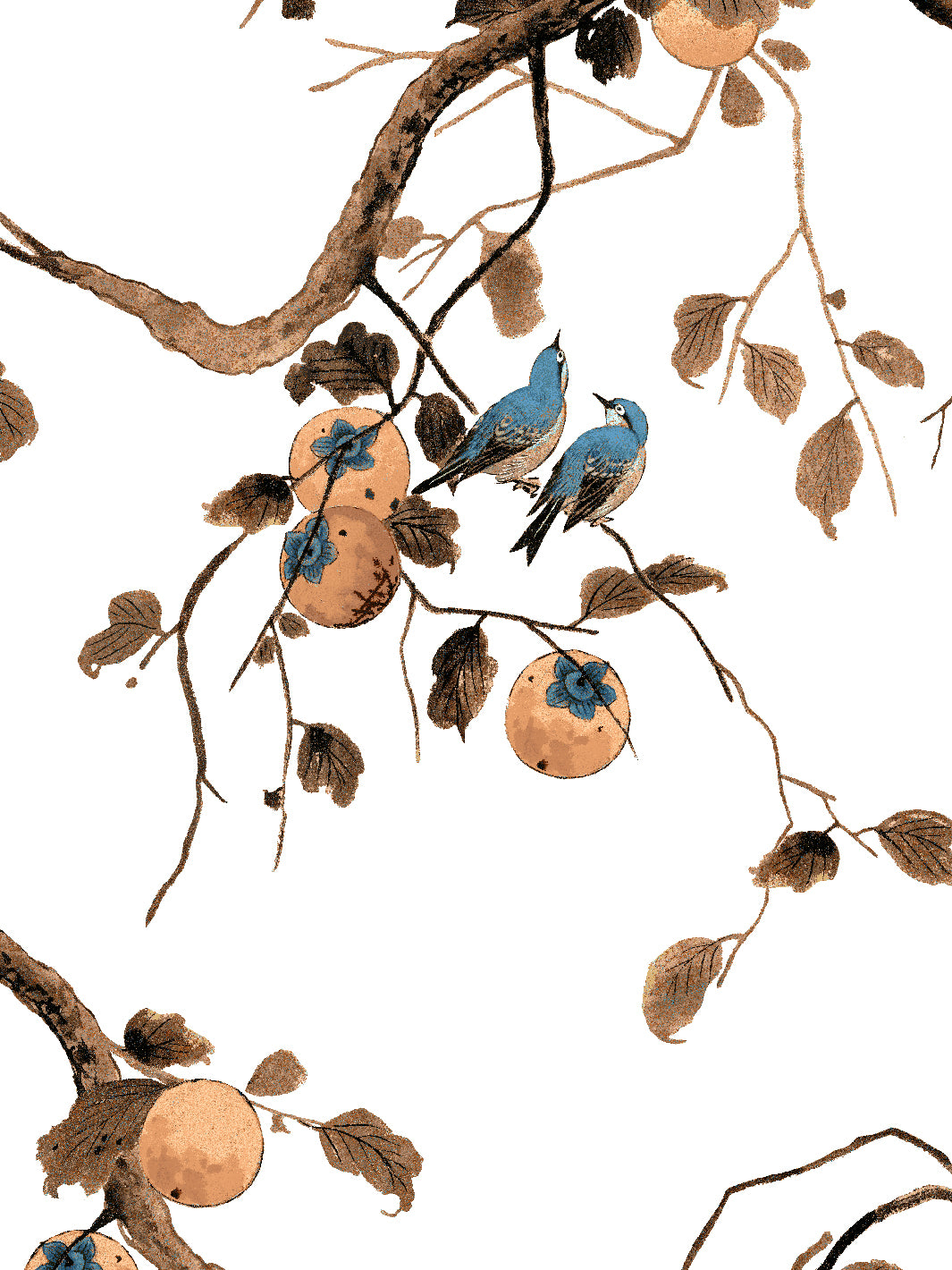 'Persimmon Birds' Wallpaper by Nathan Turner - Washed Sienna