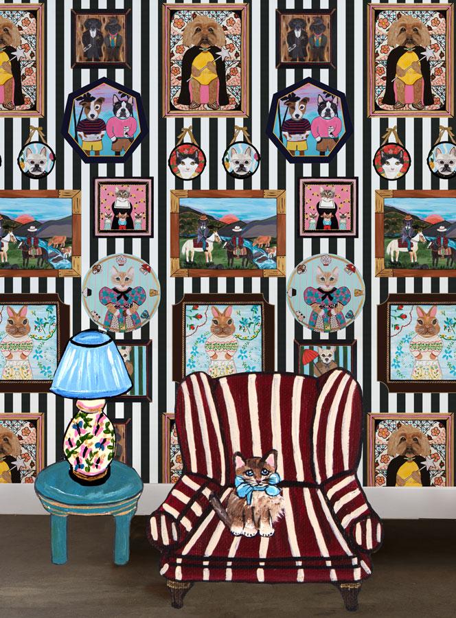 'Pet Portrait Gallery' Wallpaper by Carly Beck - Black