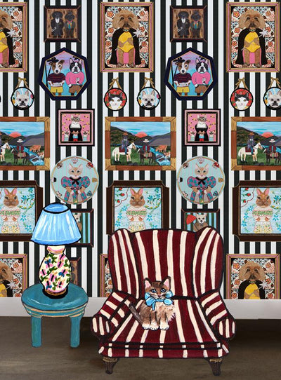 'Pet Portrait Gallery' Wallpaper by Carly Beck - Black