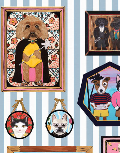 'Pet Portrait Gallery' Wallpaper by Carly Beck - Blue