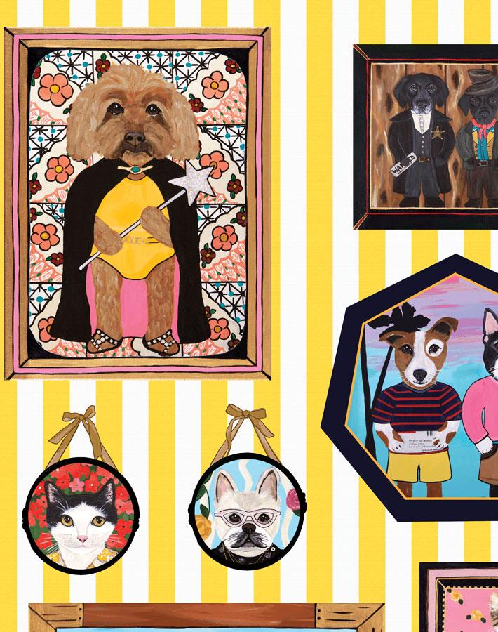 'Pet Portrait Gallery' Wallpaper by Carly Beck - Yellow