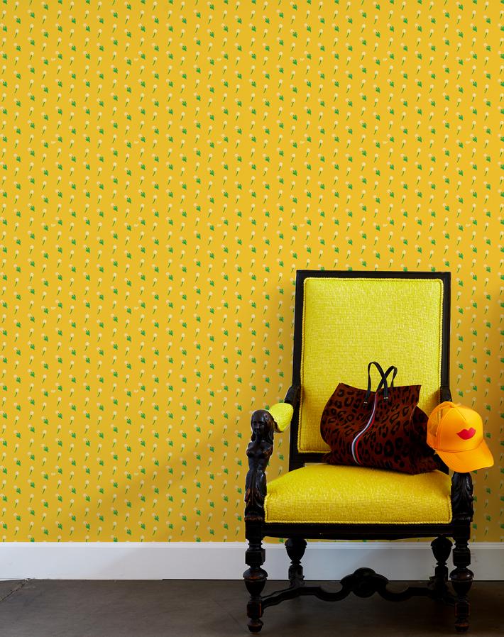 'Petite Fleur' Wallpaper by Clare V. - Marigold