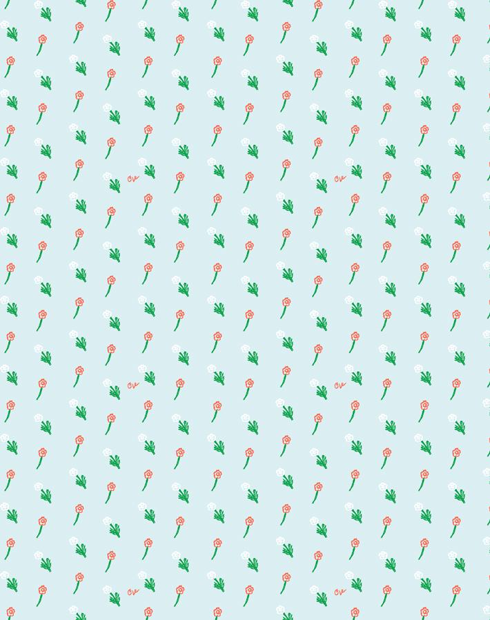'Petite Fleur' Wallpaper by Clare V. - Baby Blue