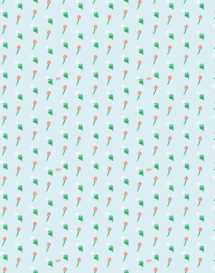 'Petite Fleur' Wallpaper by Clare V. - Baby Blue