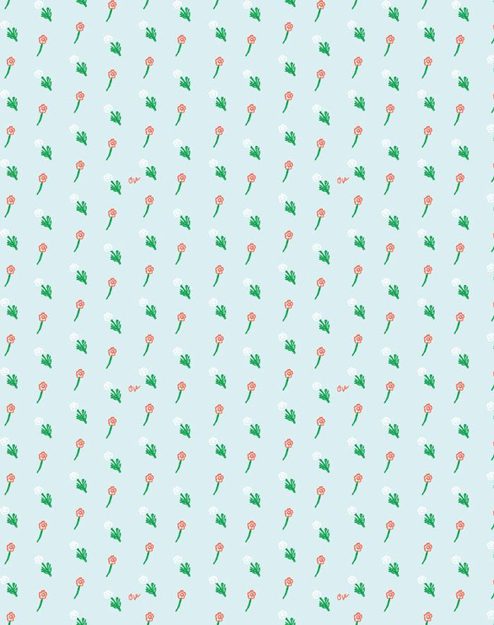 'Petite Fleur' Wallpaper by Clare V. - Baby Blue