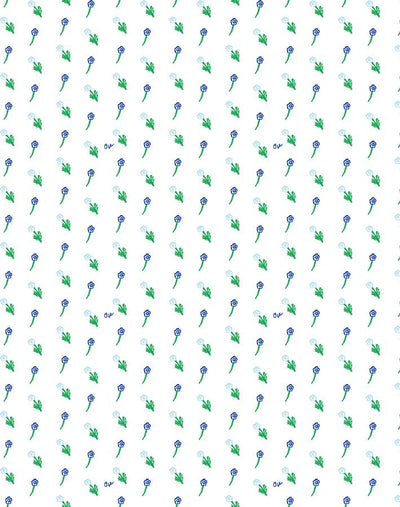 petit fleur wallpaper blue on white