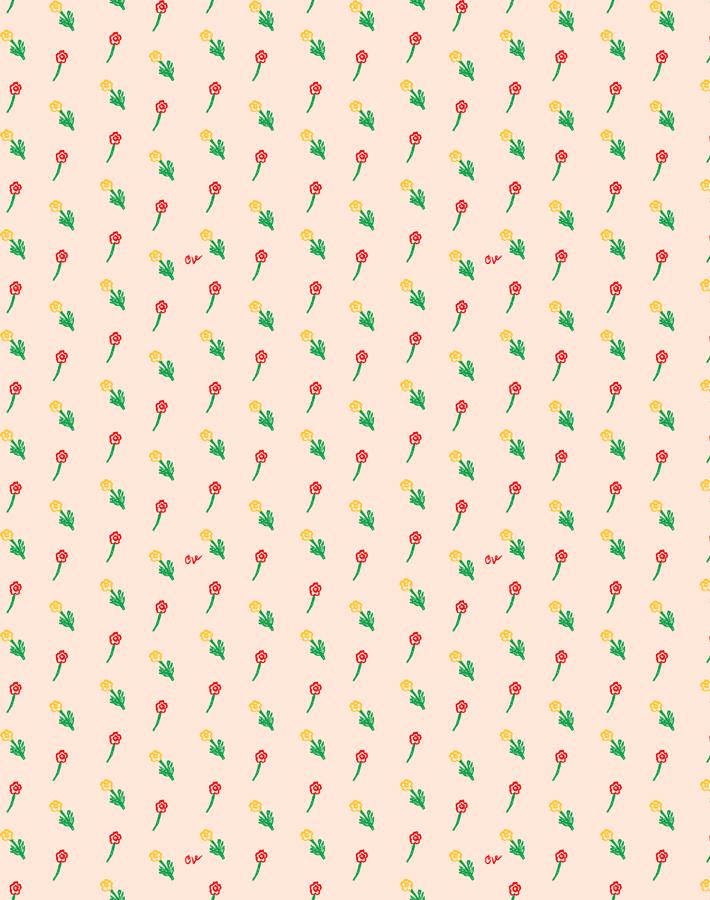 'Petite Fleur' Wallpaper by Clare V. - Peach