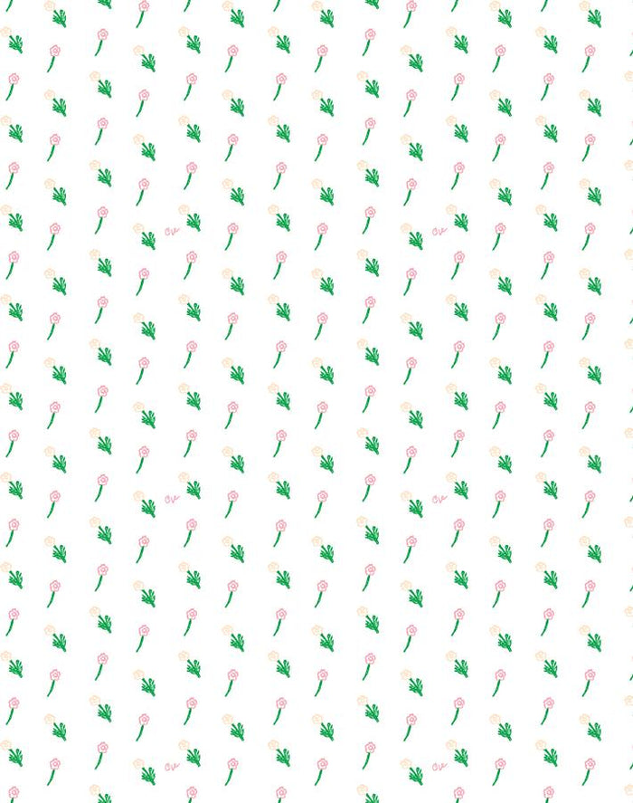 'Petite Fleur' Wallpaper by Clare V. - Pink / White
