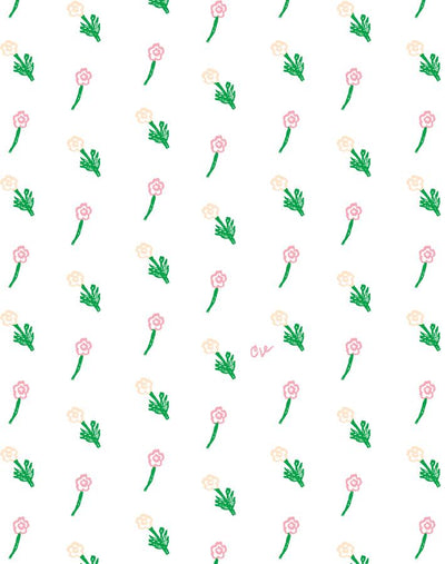 'Petite Fleur' Wallpaper by Clare V. - Pink / White