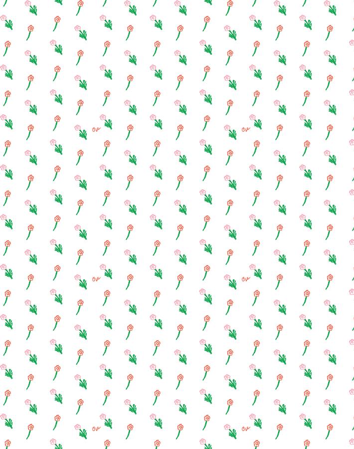 petit fleur wallpaper retro red on white