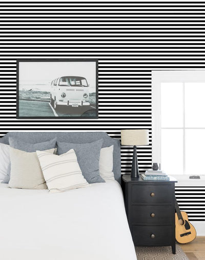 'Cabana Stripe' Wallpaper by Sugar Paper - Black