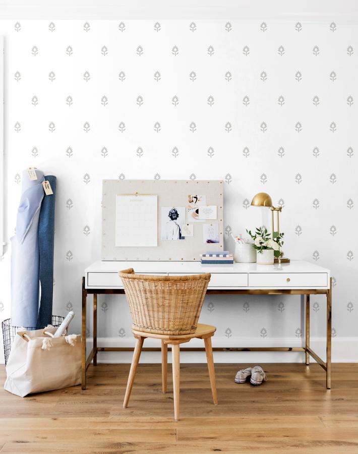 'Block Print' Wallpaper by Sugar Paper - Grey On White