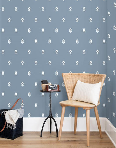 'Block Print' Wallpaper by Sugar Paper - French Blue