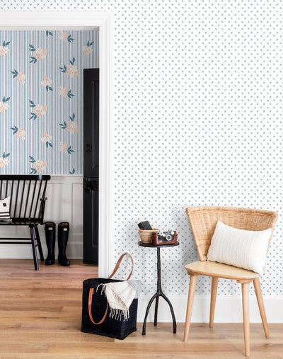 'Teensy Floral' Wallpaper by Sugar Paper - French Blue On White