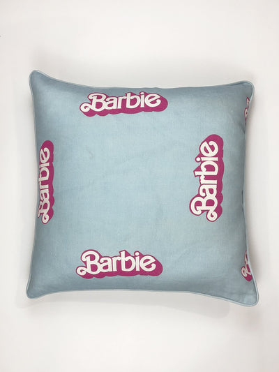 '80's Barbie™ Logo' Throw Pillow - Baby Blue