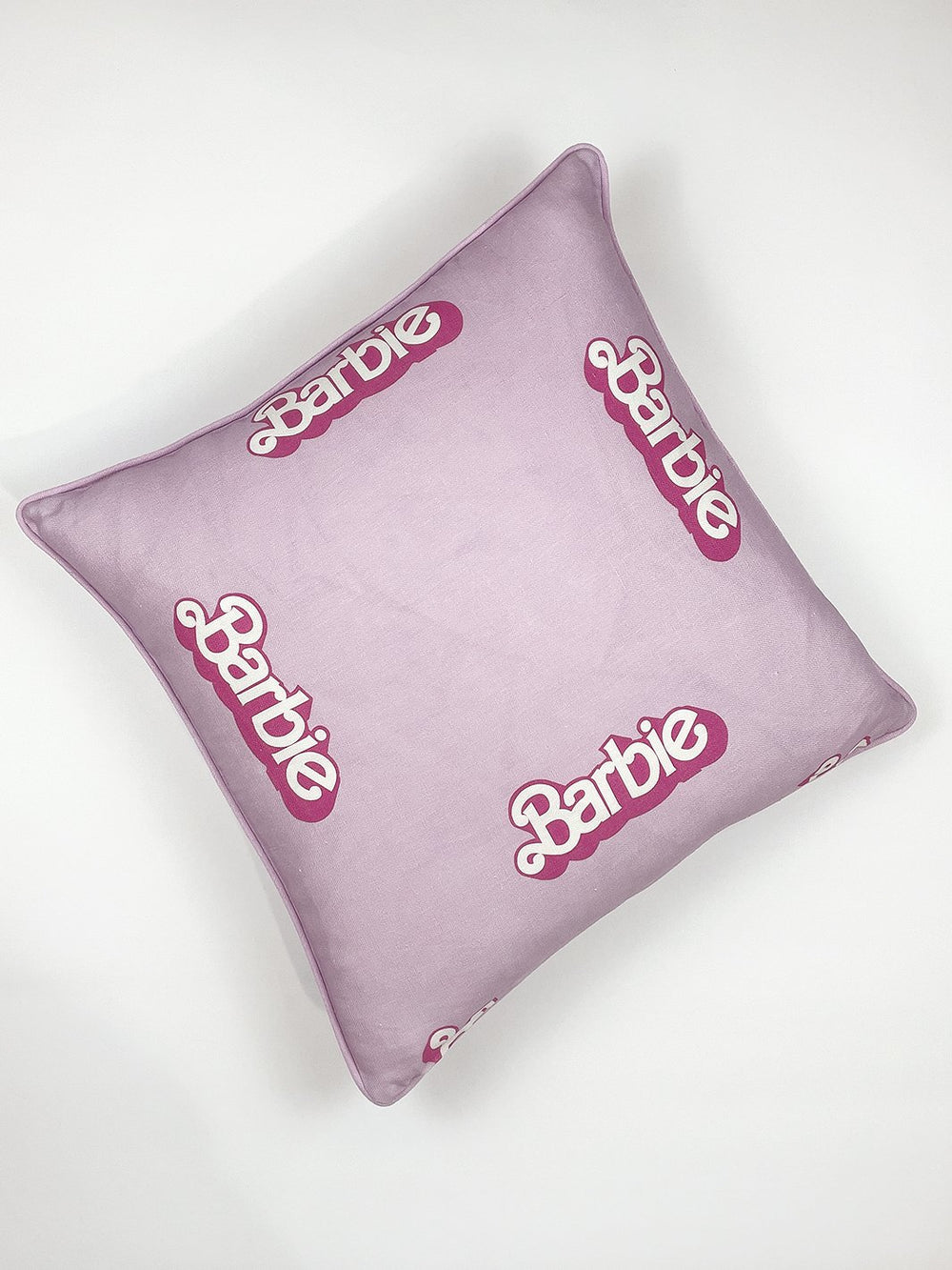 80s barbie logo throw pillow lavender