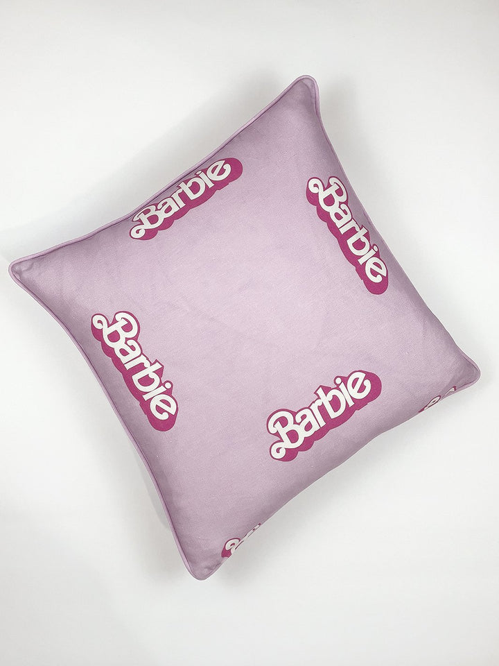 80s barbie logo throw pillow lavender